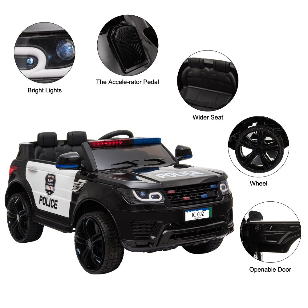 12V Kids Police Ride On Car Electric Cars 2.4G Remote Control, LED Flashing Light, Music & Horn. - Image 16