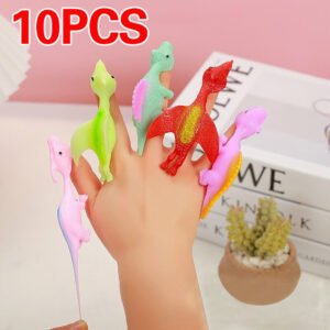10pcs Slingshot Dinosaur Fingers Toys Flight Games Stress-resistant Elastic
