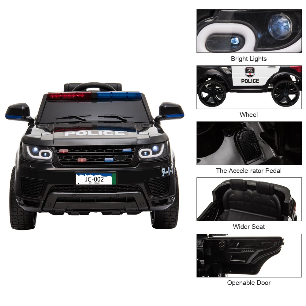 12V Kids Police Ride On Car Electric Cars 2.4G Remote Control, LED Flashing Light, Music & Horn. - Image 14