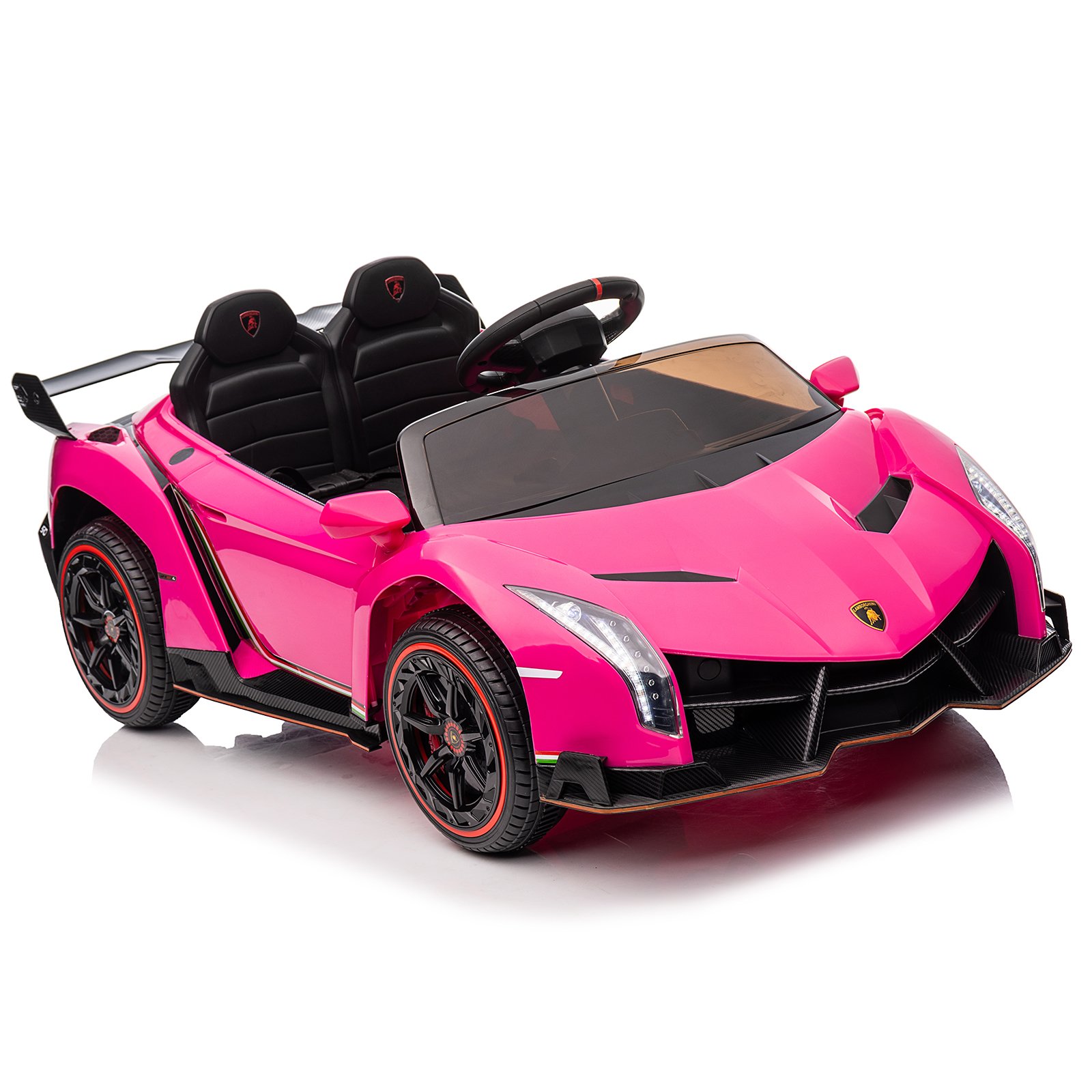 LEADZM Lamborghini Poison Small Dual Drive 12V 4.5AH with 2.4G Remote Control Sports Car Pink - Image 9