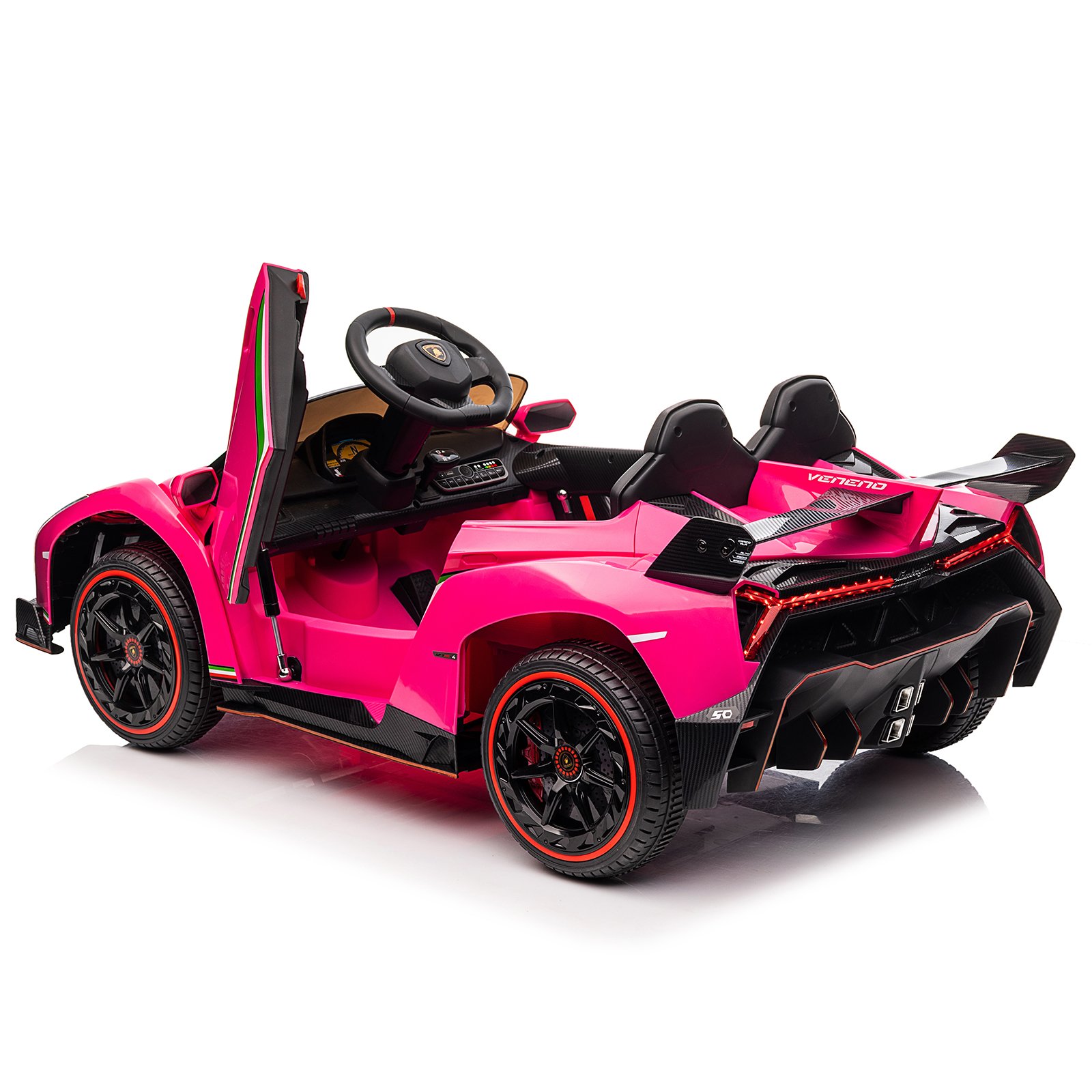 LEADZM Lamborghini Poison Small Dual Drive 12V 4.5AH with 2.4G Remote Control Sports Car Pink - Image 13