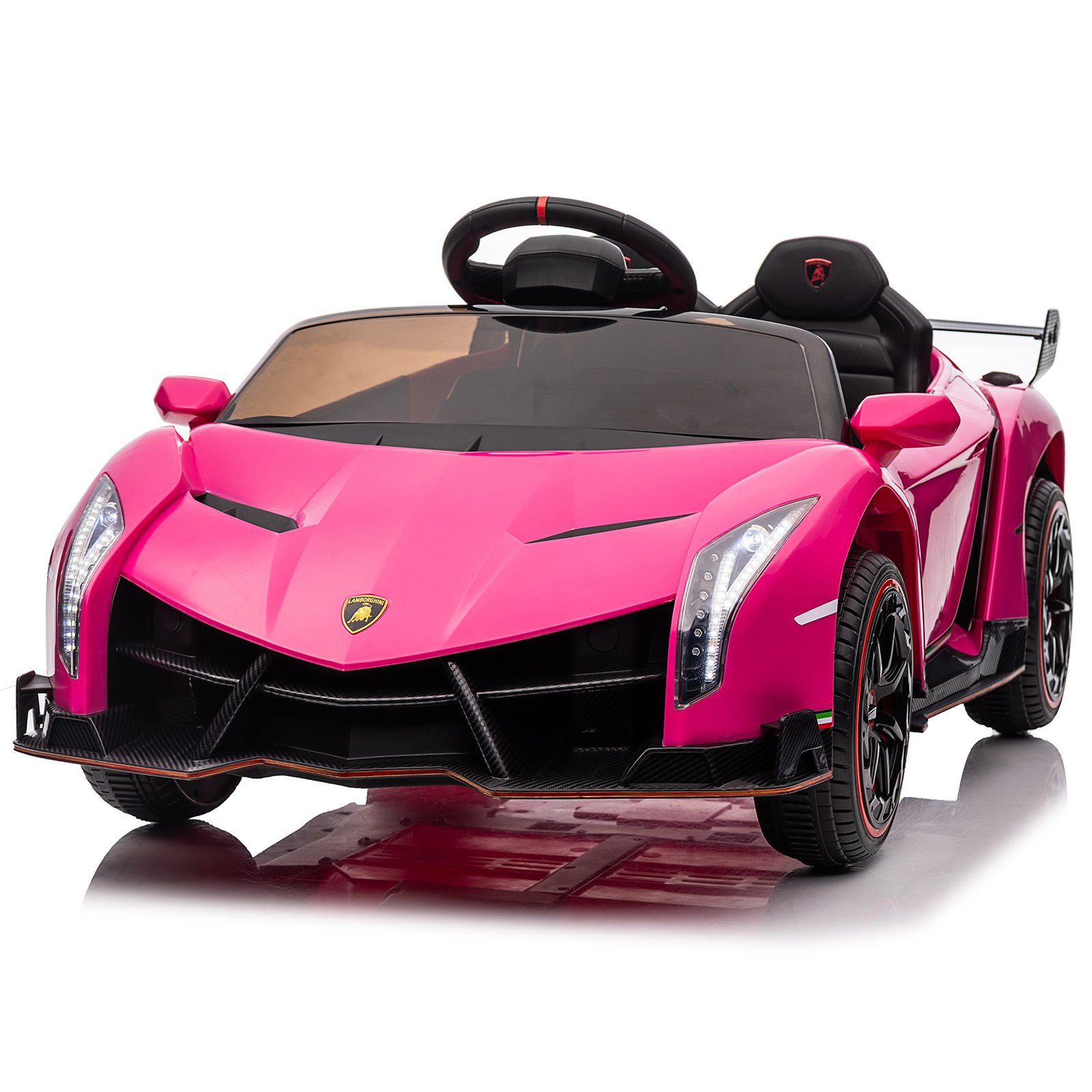 LEADZM Lamborghini Poison Small Dual Drive 12V 4.5AH with 2.4G Remote Control Sports Car Pink - Image 5
