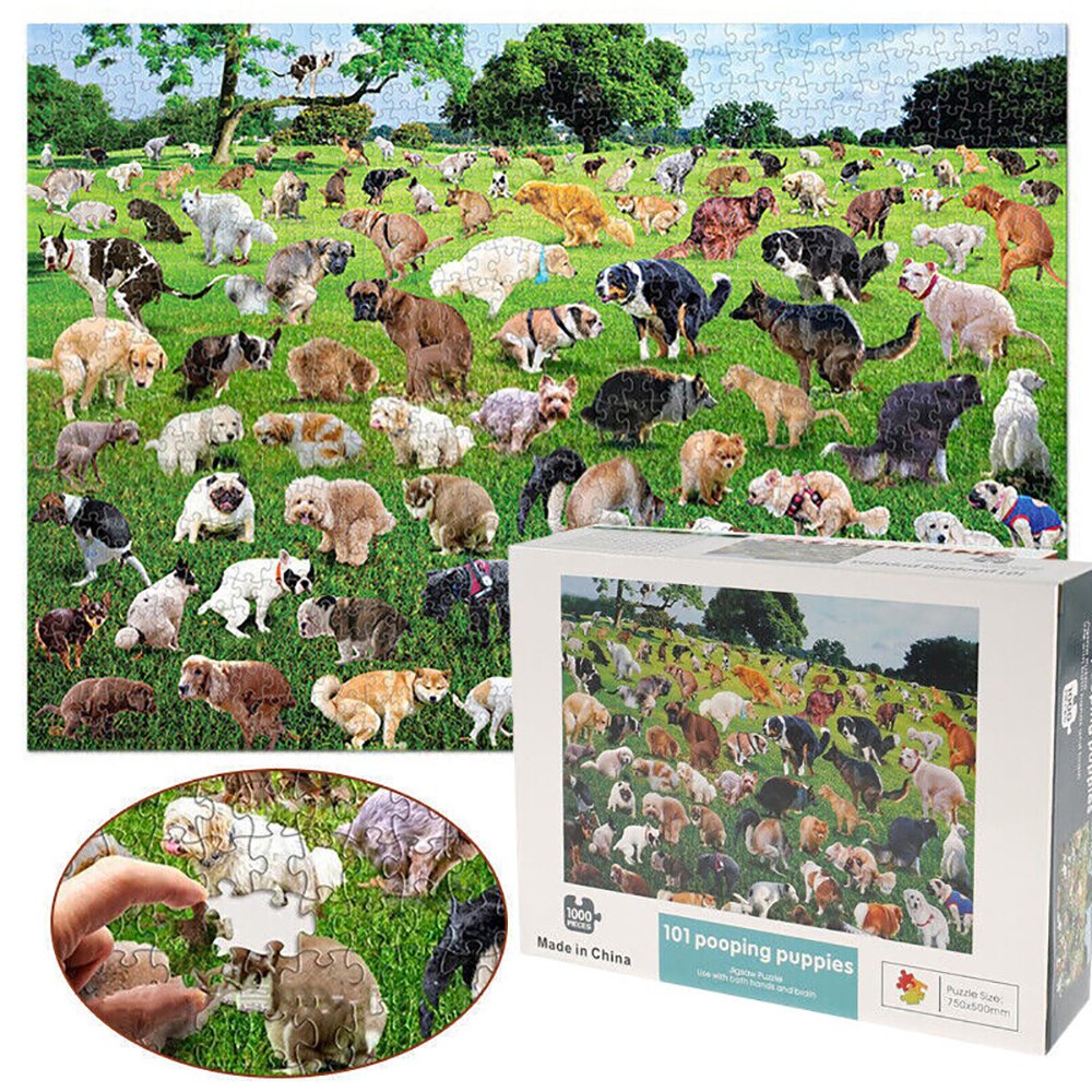 1000 Pieces Jigsaw Puzzle 101 Pooping Puppies Dogs Pooping Puzzles - Image 3
